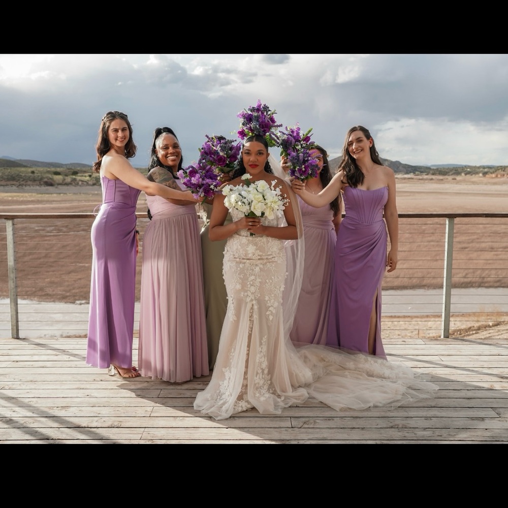 Purple corset bridesmaid dress